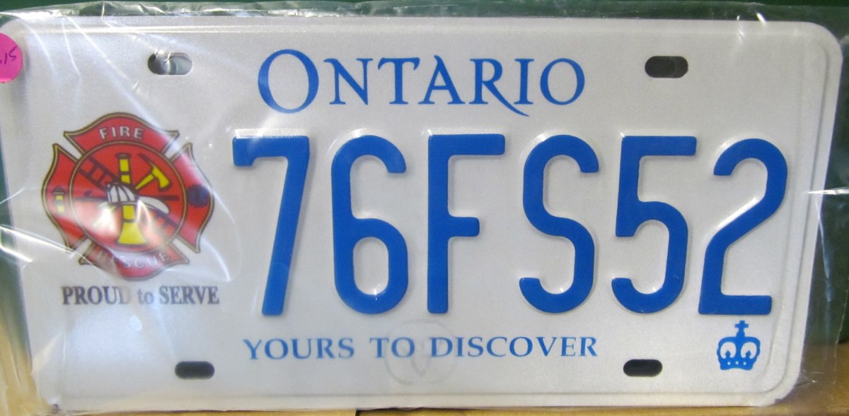 Licence Plate Ontario Association of Fire Chiefs