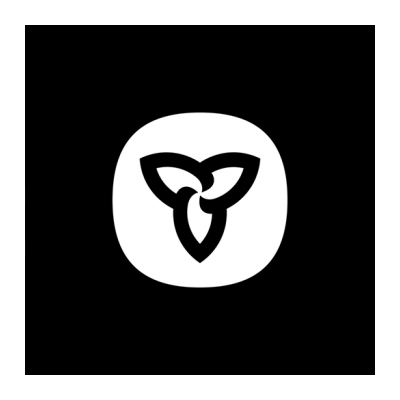 Black and white logo with the trillium flower in the center