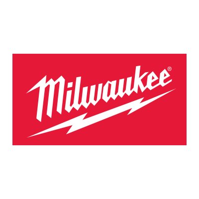 A red logo with Milwaukee written on white. 