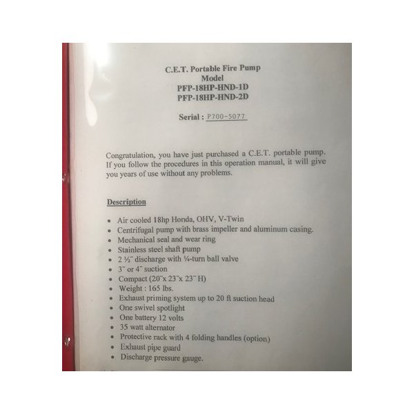 C.E.T. Portable Fire Pump